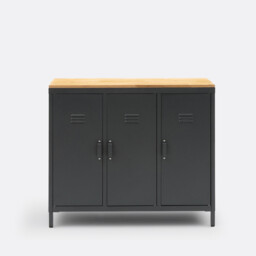 Hiba Oak & Metal 3-Door Locker Unit - thumbnail 2