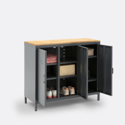 Hiba Oak & Metal 3-Door Locker Unit - thumbnail 3