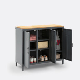 Hiba Oak & Metal 3-Door Locker Unit - thumbnail 4