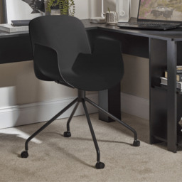Logan Office Swivel Chair - Black with Black Legs - thumbnail 6