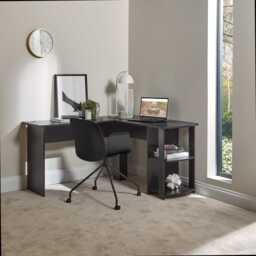 Logan Office Swivel Chair - Black with Black Legs - thumbnail 2