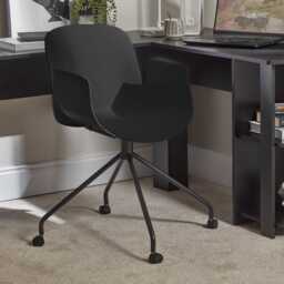 Logan Office Swivel Chair - Black with Black Legs - thumbnail 1