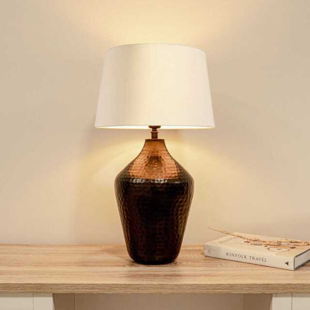 Hale Black Bronze Lamp & Coningsby White Lampshade - 35cm - image 1