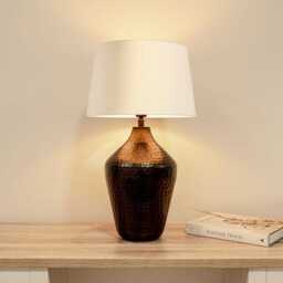 Hale Black Bronze Lamp & Coningsby White Lampshade - 35cm - thumbnail 1