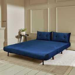 Una 2 Seater Double Sofa Bed - Blue Velvet - thumbnail 3