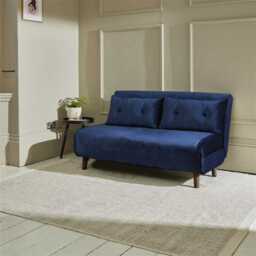 Una 2 Seater Double Sofa Bed - Blue Velvet - thumbnail 4