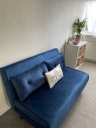 Una 2 Seater Double Sofa Bed - Blue Velvet - thumbnail 2