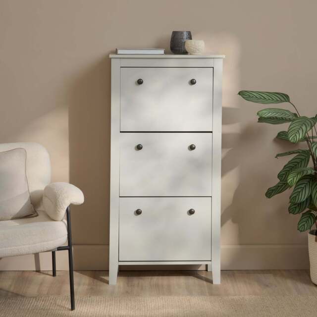 Sandhurst 60cm Three Door Shoe Cabinet - Mist Grey - image 1