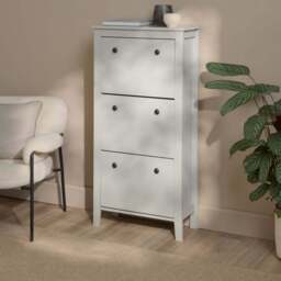 Sandhurst 60cm Three Door Shoe Cabinet - Mist Grey - thumbnail 2