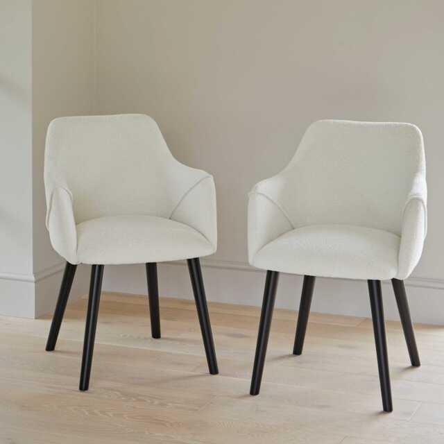 Freya Boucle Armchairs - Set of 2 - Black Oak Legs - image 1