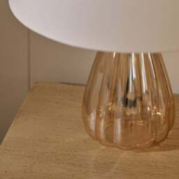 Alma 23cm Champagne Glass Table Lamp & Coningsby Snow White Cotton Lampshade - 30cm - thumbnail 5