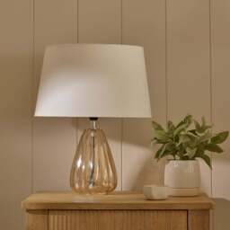 Alma 23cm Champagne Glass Table Lamp & Coningsby Snow White Cotton Lampshade - 30cm - thumbnail 1