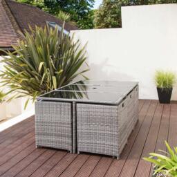 Cube 10 Seater Rattan Outdoor Dining Set - Grey Weave - thumbnail 6