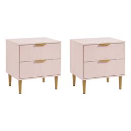 Gloria Bedside Tables - Set of 2 - Blush Pink & Brass Effect - thumbnail 6
