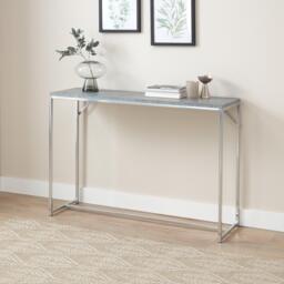 Jay Concrete Effect Console Table - Chrome Legs