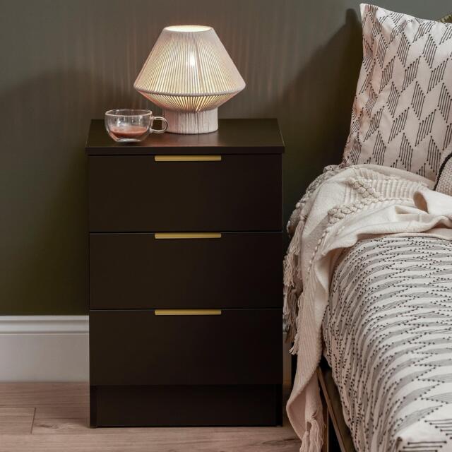 Essie 3 Drawer Bedside Table - Black - image 1