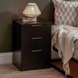 Essie 3 Drawer Bedside Table - Black - thumbnail 2