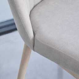Chloe Soft Beige Dining Chairs - Set of 2 - Whitewash Oak Legs - thumbnail 3