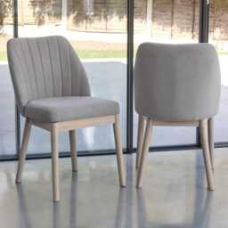 Chloe Soft Beige Dining Chairs - Set of 2 - Whitewash Oak Legs - thumbnail 4