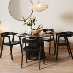 Ella Black Wood Dining Armchairs - Set of 2 - thumbnail 2