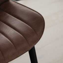 Bella Saddle Brown Faux Leather Dining Chairs - Set of 2 - Black Oak Legs - thumbnail 3