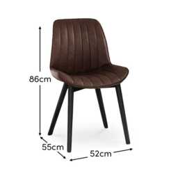 Bella Saddle Brown Faux Leather Dining Chairs - Set of 2 - Black Oak Legs - thumbnail 5