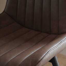 Bella Saddle Brown Faux Leather Dining Chairs - Set of 2 - Black Oak Legs - thumbnail 2