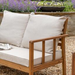 Harrelson Wooden Garden Sofa Set with Cream LED Premium Cantilever Parasol - Sand - thumbnail 4