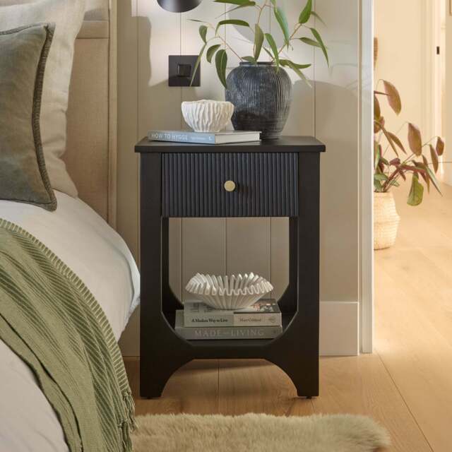 Jade 1 Drawer Bedside Table - Jet Black Mango Wood - image 1