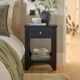 Jade 1 Drawer Bedside Table - Jet Black Mango Wood - thumbnail 1