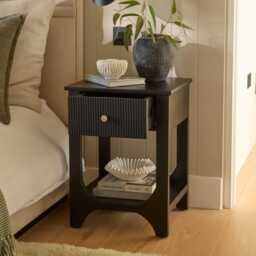 Jade 1 Drawer Bedside Table - Jet Black Mango Wood - thumbnail 3