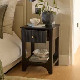 Jade 1 Drawer Bedside Table - Jet Black Mango Wood - thumbnail 3