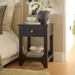 Jade 1 Drawer Bedside Table - Jet Black Mango Wood - thumbnail 2