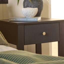 Jade 1 Drawer Bedside Table - Jet Black Mango Wood - thumbnail 4