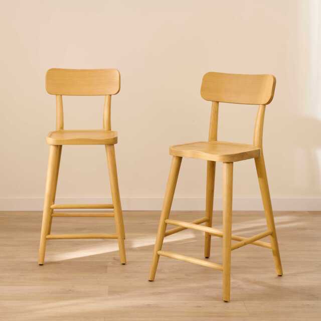 Silvester Pale Oak Bar Stool with Backrest - image 1