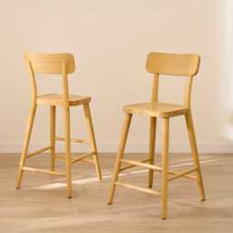 Silvester Pale Oak Bar Stool with Backrest - thumbnail 2