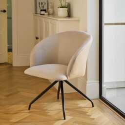 Archer Office Swivel Chair - Soft Beige Faux Leather with Black legs - thumbnail 1