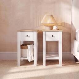 Bampton 1 Drawer Bedside Table - Alabaster White - Set of 2