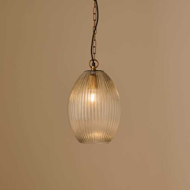 Rosehill 31cm Glass Pendant Light - Clear & Gold - image 1
