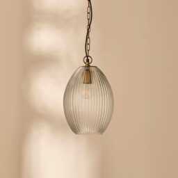 Rosehill 31cm Glass Pendant Light - Clear & Gold - thumbnail 2