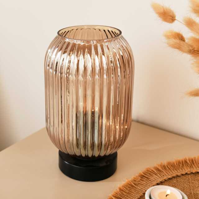 Elland 22.5cm Glass Table Lamp - Champagne & Black - image 1