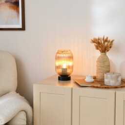Elland 22.5cm Glass Table Lamp - Champagne & Black - thumbnail 4