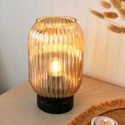 Elland 22.5cm Glass Table Lamp - Champagne & Black - thumbnail 2