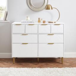 Gloria 8 Drawer Chest of Drawers - White - thumbnail 1