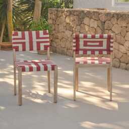 Saffron Brushed Light Acacia Garden Chair - Set of 2 - Beige/Paprika - thumbnail 2