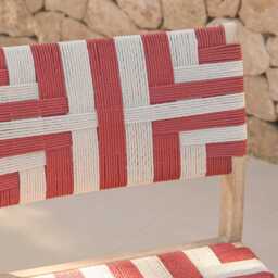Saffron Brushed Light Acacia Garden Chair - Set of 2 - Beige/Paprika - thumbnail 5