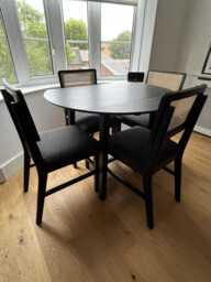 Charlie Black Dining Table Set - Round Drop Leaf - 4 Seater - Charlie Dining Chairs - thumbnail 5