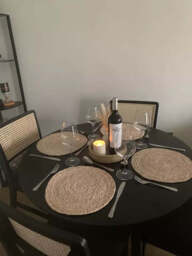 Charlie Black Dining Table Set - Round Drop Leaf - 4 Seater - Charlie Dining Chairs - thumbnail 3