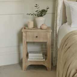 Jade 1 Drawer Bedside Table - Chalked Mango Wood