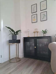 Lua 2 Door Narrow Sideboard - Noir Black with Glass Door - thumbnail 3